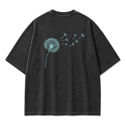 Drifting Wishes Dandelion Washed Print Tee