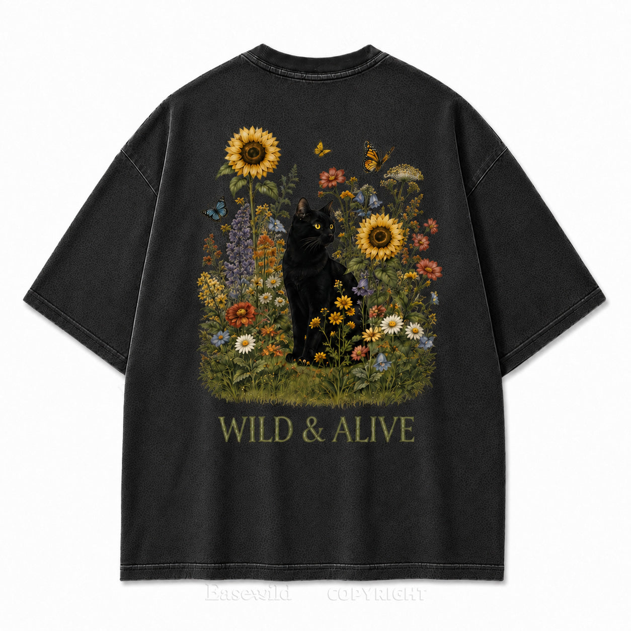 Wild Garden Black Cat Print Tee