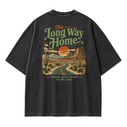 The Long Way Home Washed Print Tee