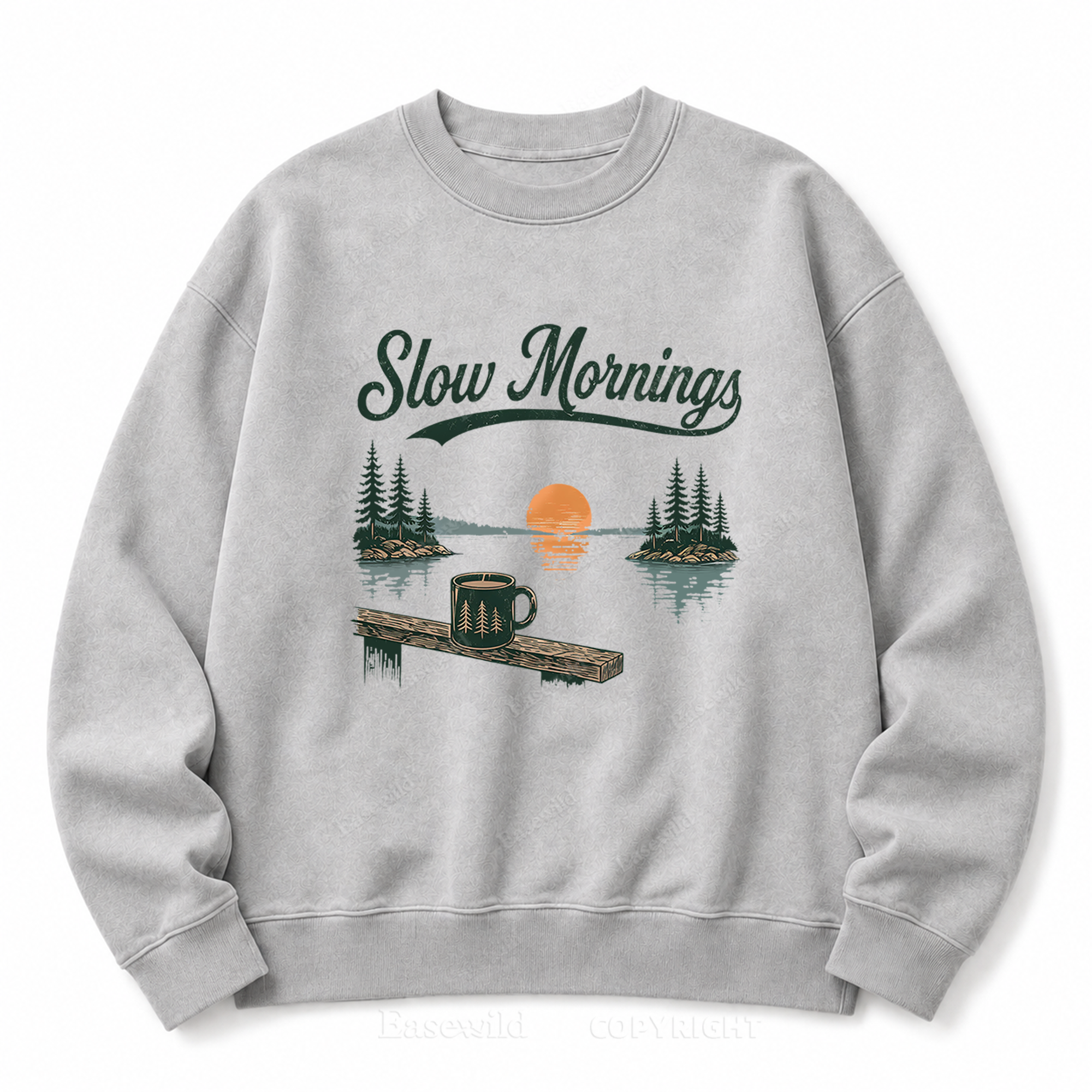 Slow Mornings Front Graphic Washed Crewneck