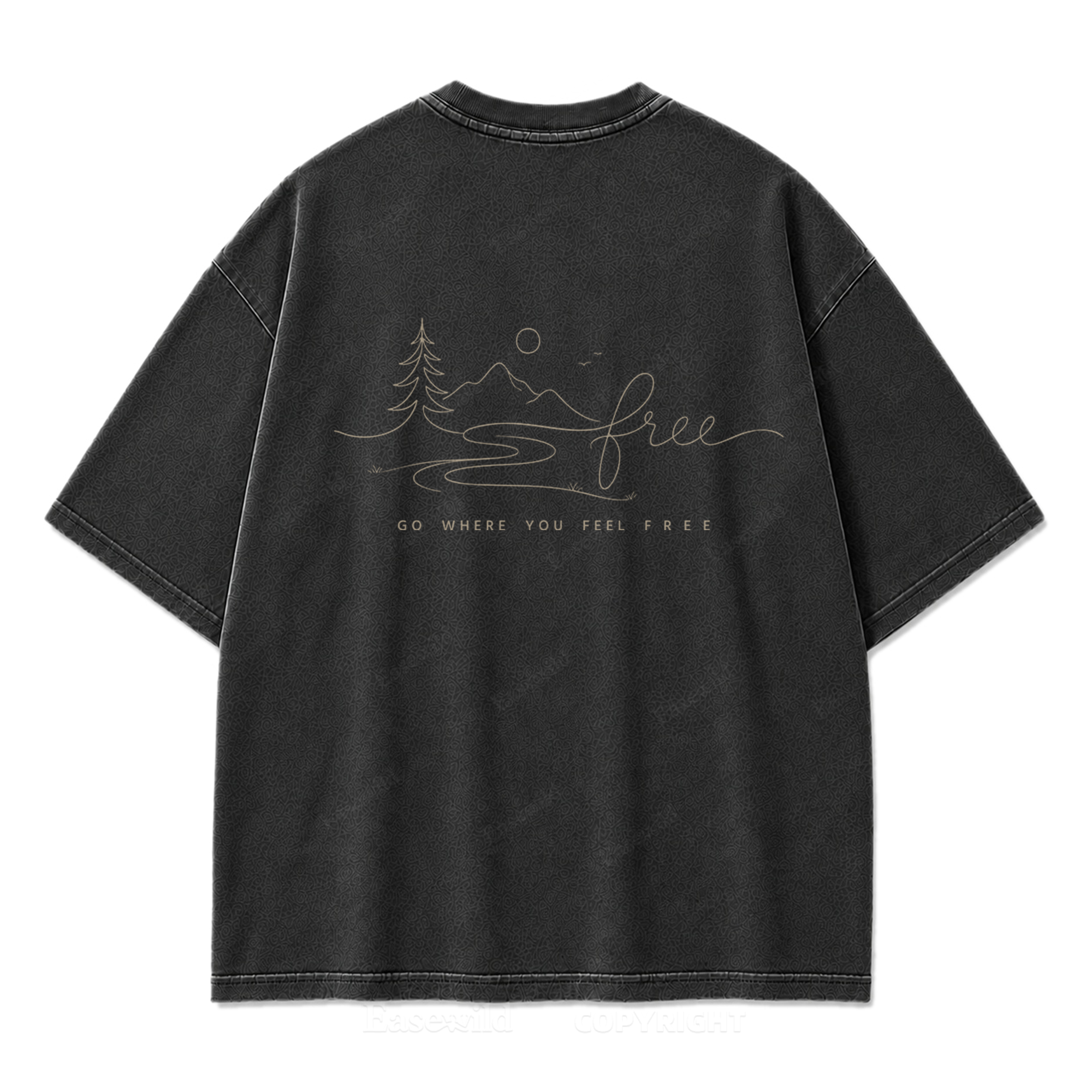 Go Where You Feel Free Mountain Washed Print Tee