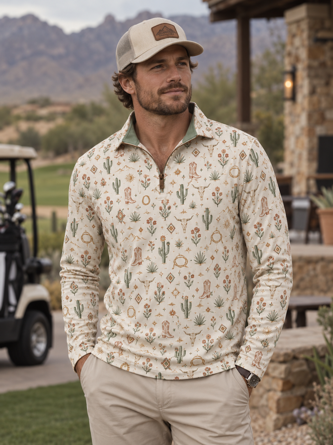 Desert Bloom Western Quarter-Zip Pullover
