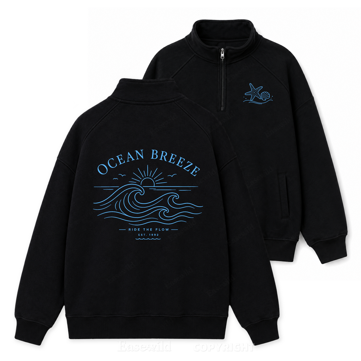 Ocean Breeze Shoreline Zip Pullover Sweatshirt