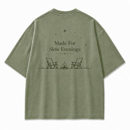 For Slow Evenings Under Open Skies Minimalist Campfire Tee