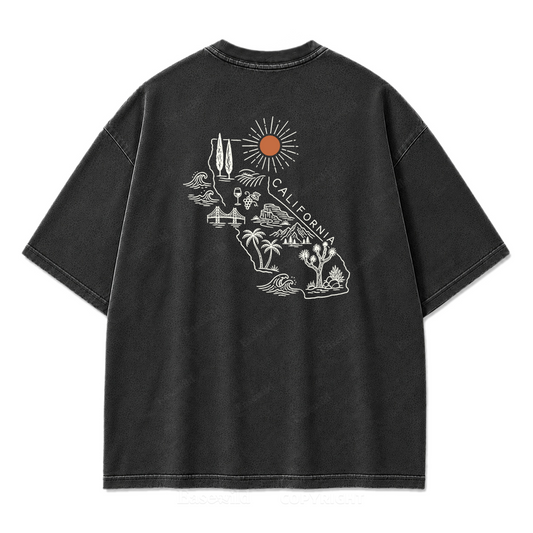California State Outline Washed Print Tee