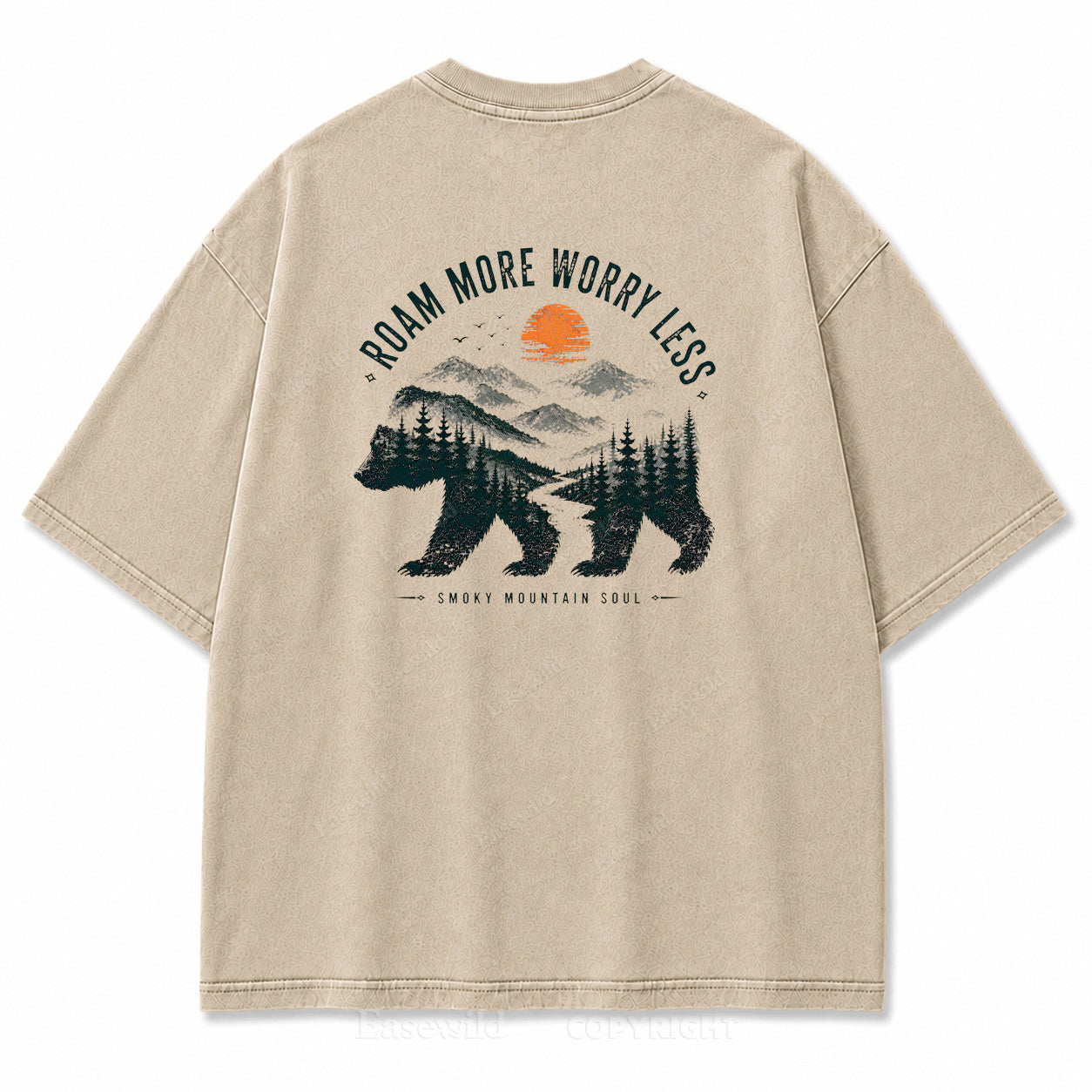 Roam More Worry Less Washed Back Print Tee