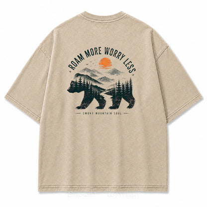 Roam More Worry Less Washed Back Print Tee