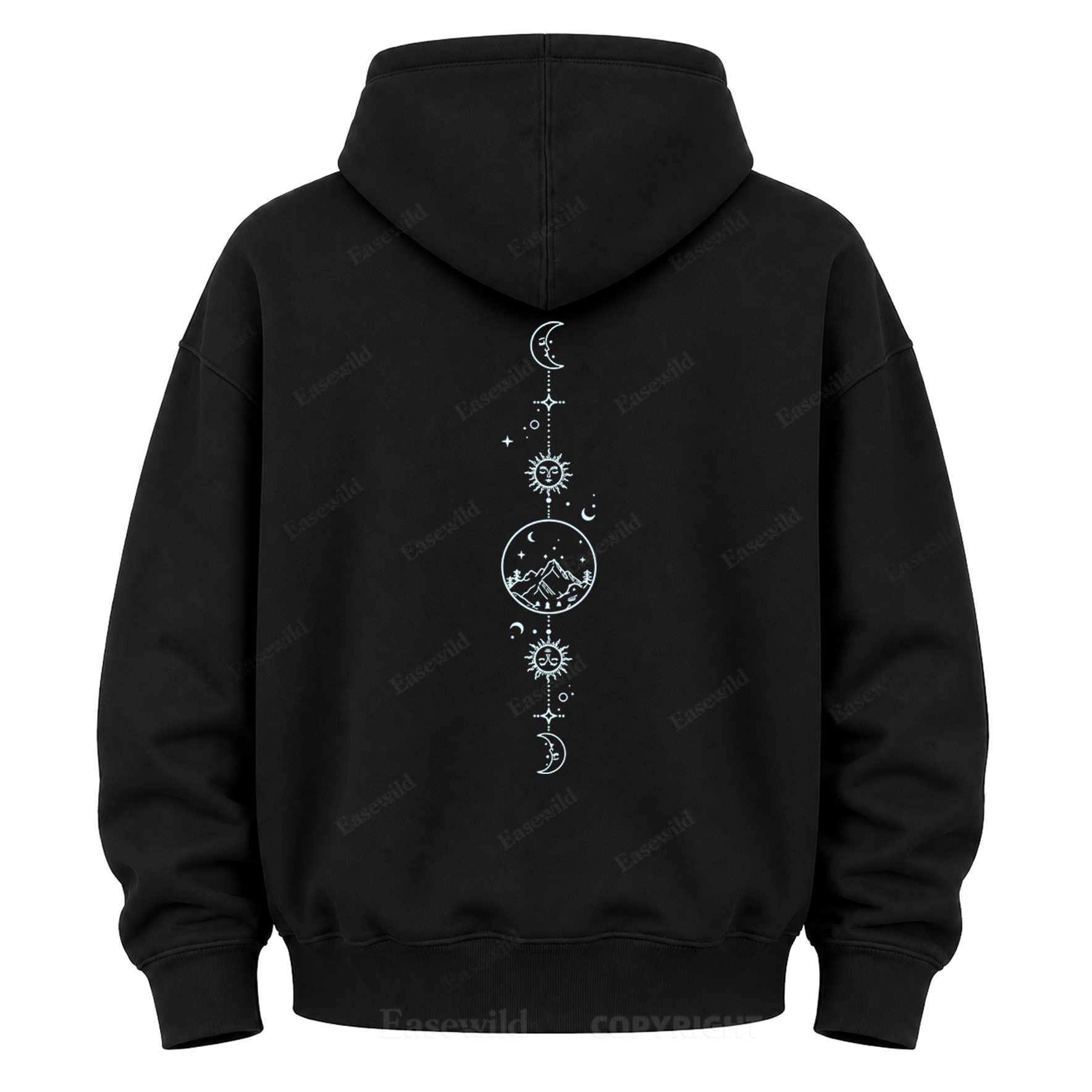 Celestial Mountain Sun & Moon Graphic Hoodie