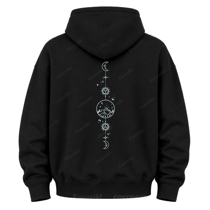 Celestial Mountain Sun & Moon Graphic Hoodie