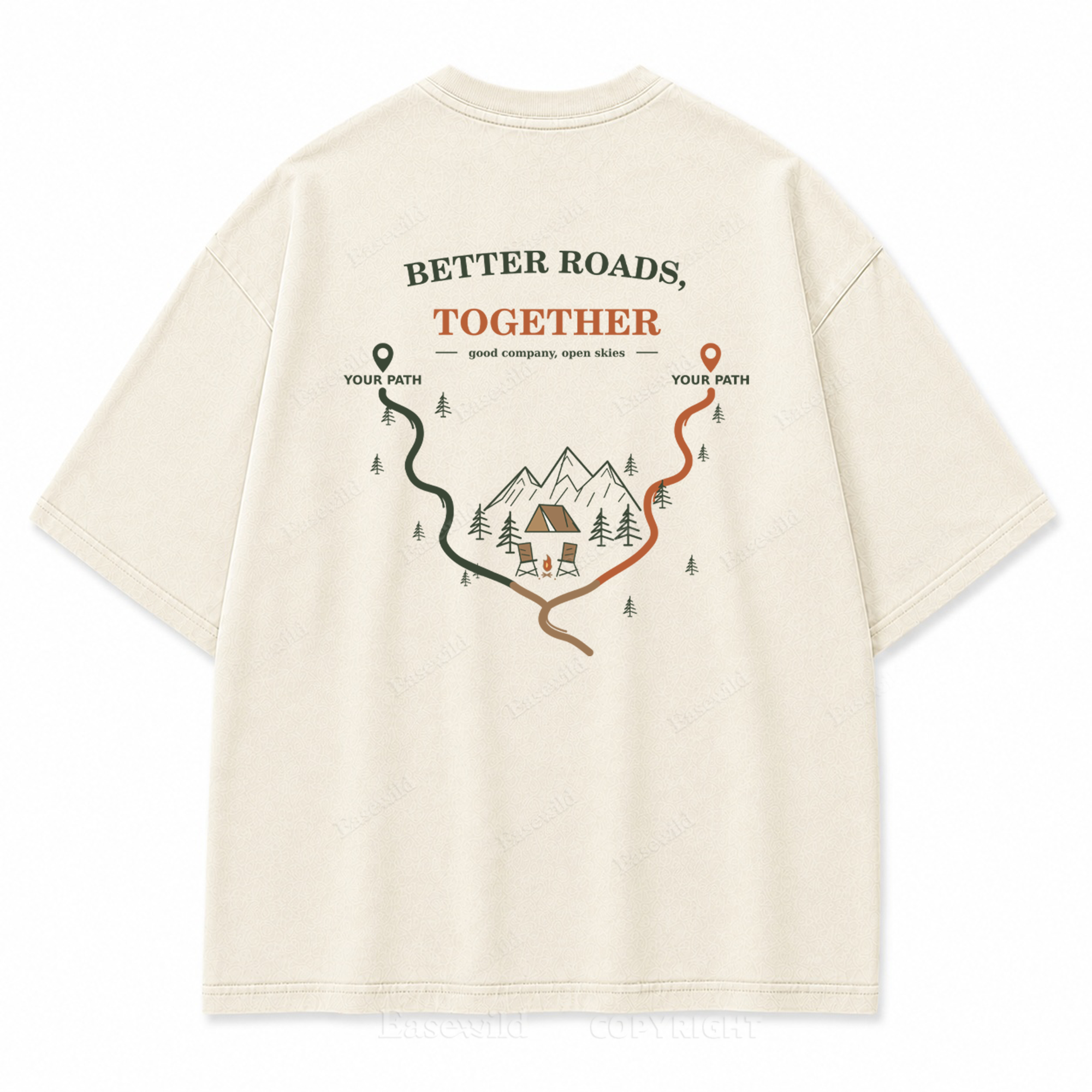 Better Roads Together Washed Back Print Tee
