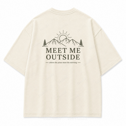 Meet Me Outside Sunrise Washed Back Print Tee
