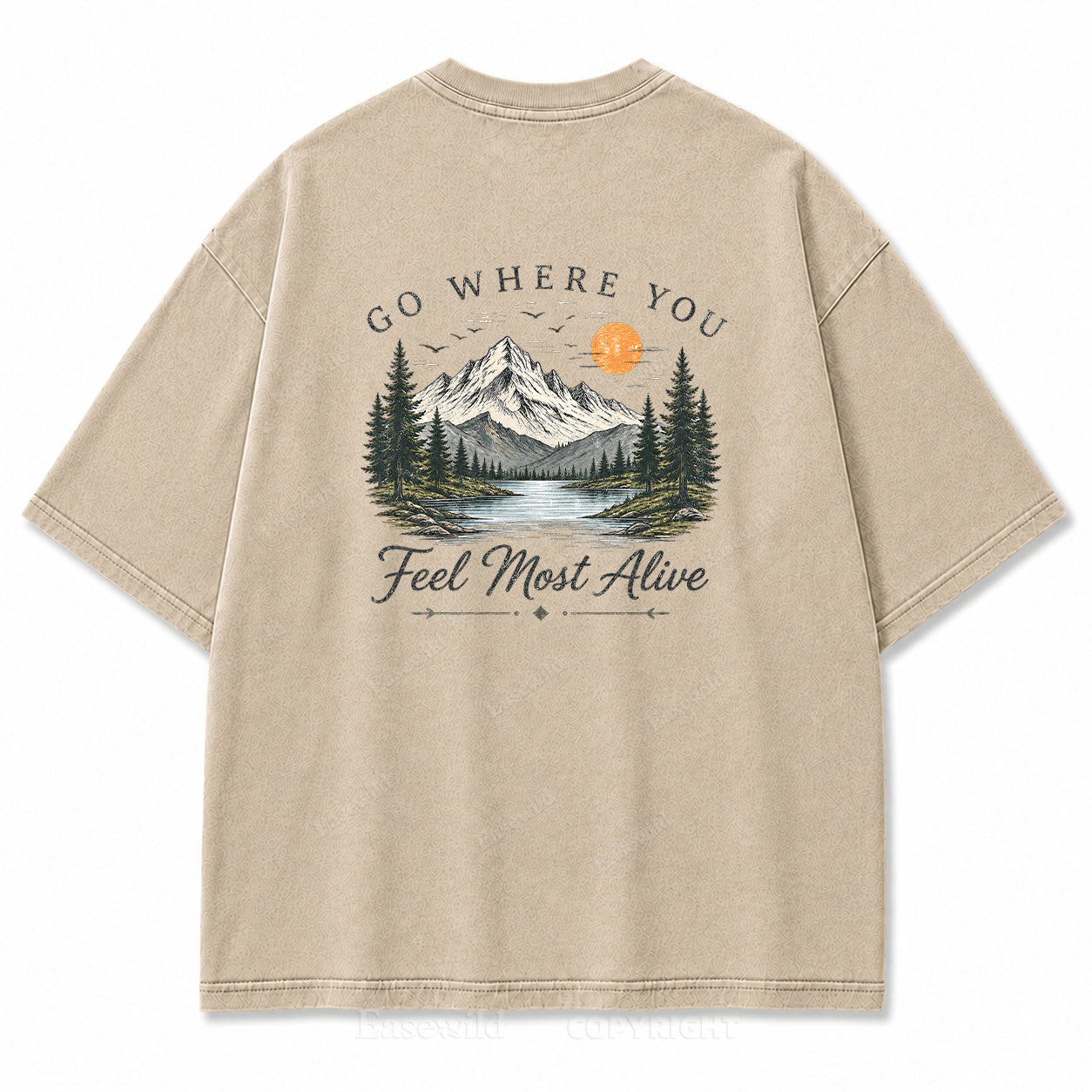 Go Where You Feel Most Alive Lake Washed Back Print Tee