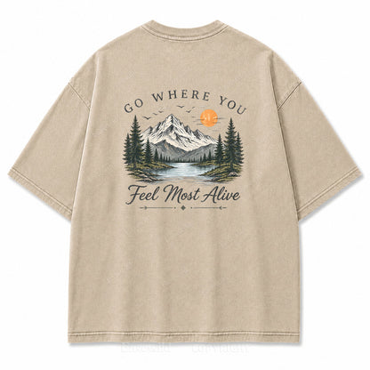 Go Where You Feel Most Alive Lake Washed Back Print Tee