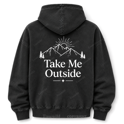 Take Me Outside Mountain Washed Grafik-Hoodie