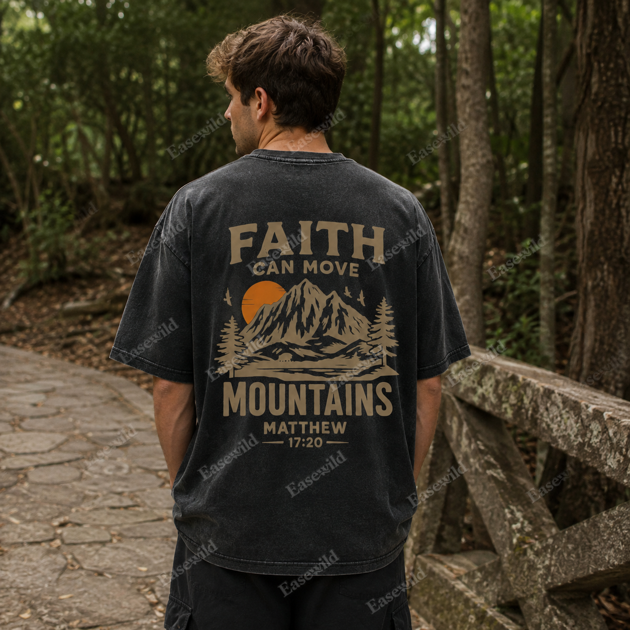 Faith Can Move Mountains Washed Back Print Tee