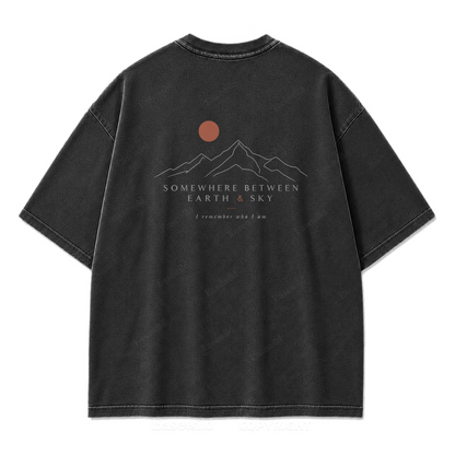 Somewhere Between Earth & Sky Washed Print T-Shirt