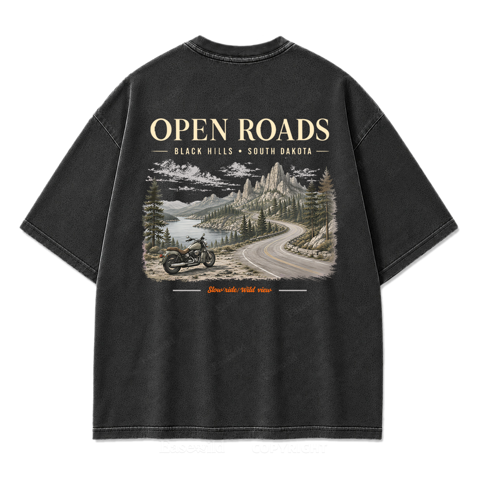 Open Roads Black Hills Washed Print Tee