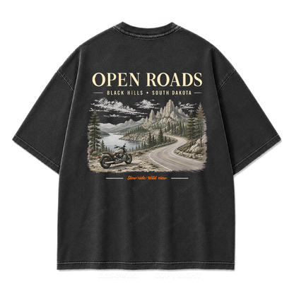 Open Roads Black Hills Washed Print Tee