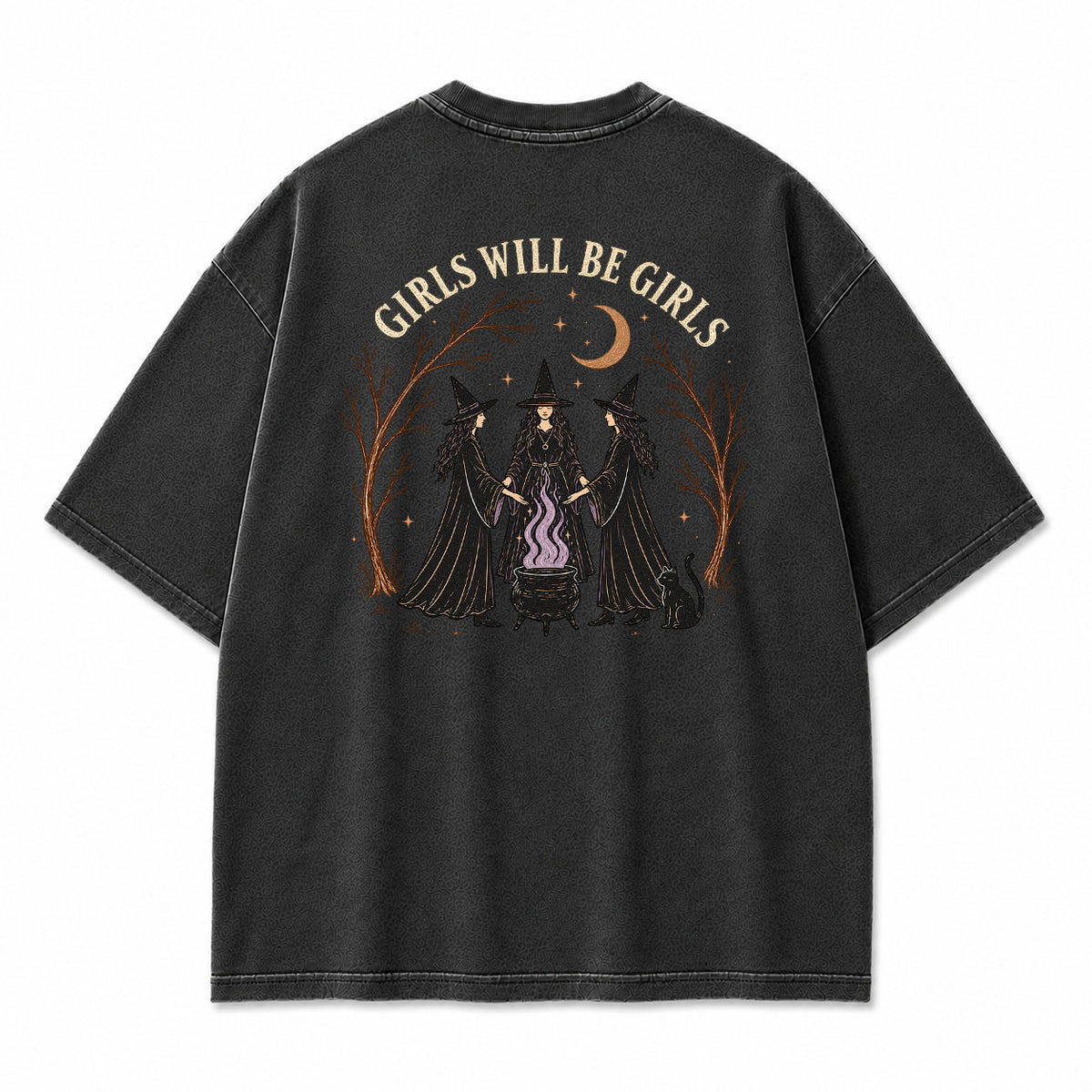 Girls Will Be Girls Halloween Washed Graphic Tee