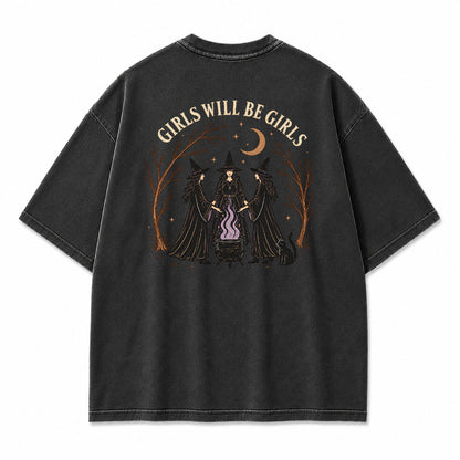 Girls Will Be Girls Halloween Washed Graphic Tee