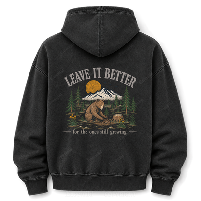 Leave It Better – Vintage Bear & Mountain Washed Graphic Hoodie