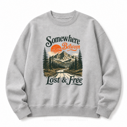 Somewhere Between Lost & Free Washed Crewneck