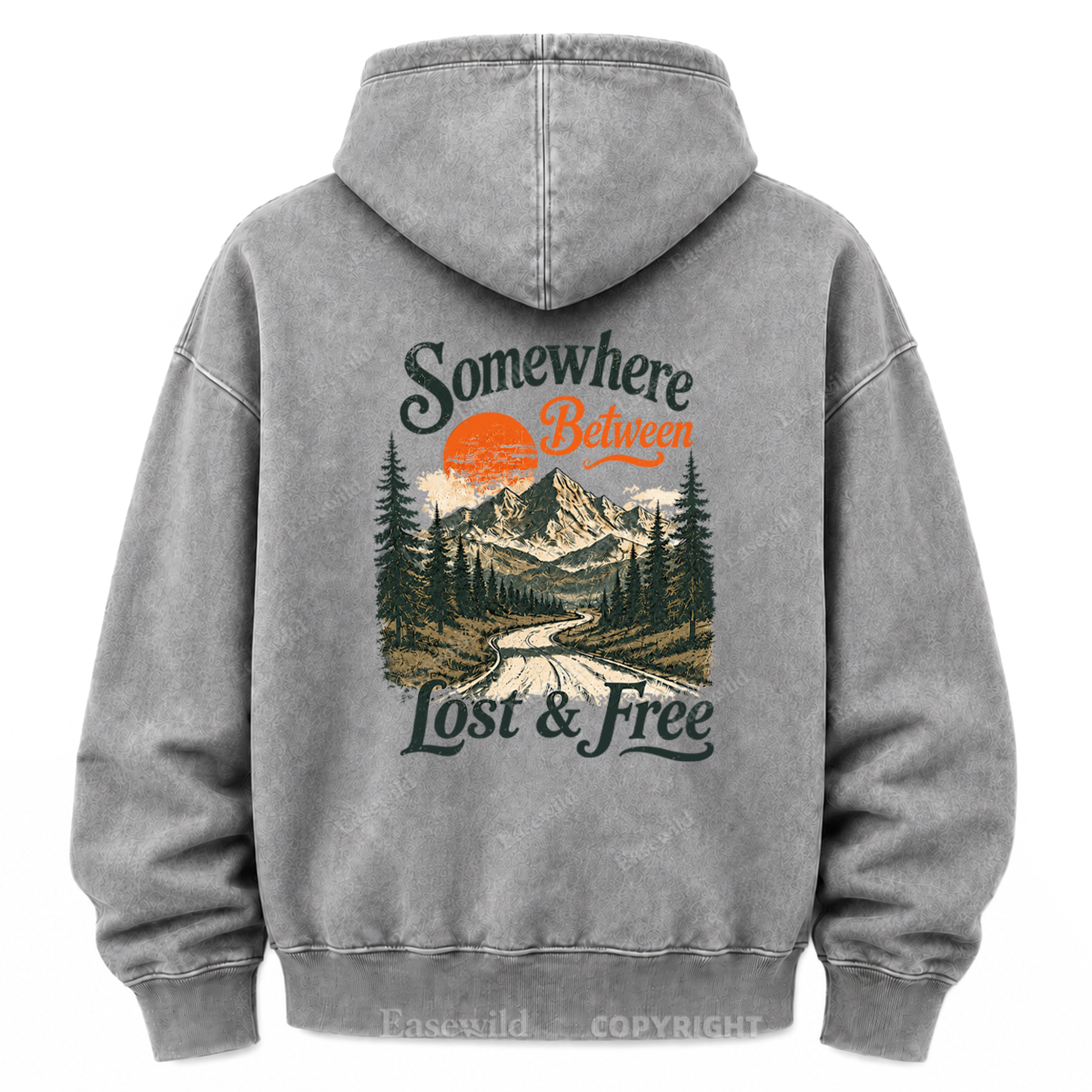 Somewhere Between Lost & Free Washed Graphic Hoodie