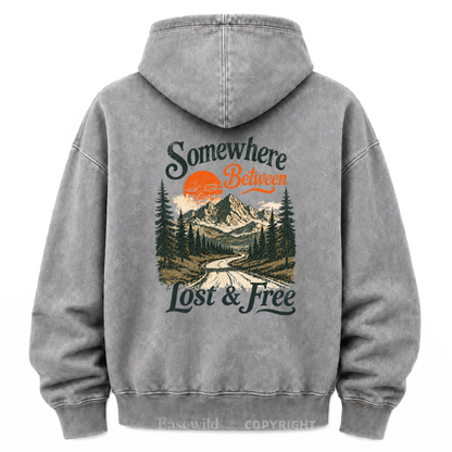 Somewhere Between Lost & Free Washed Graphic Hoodie