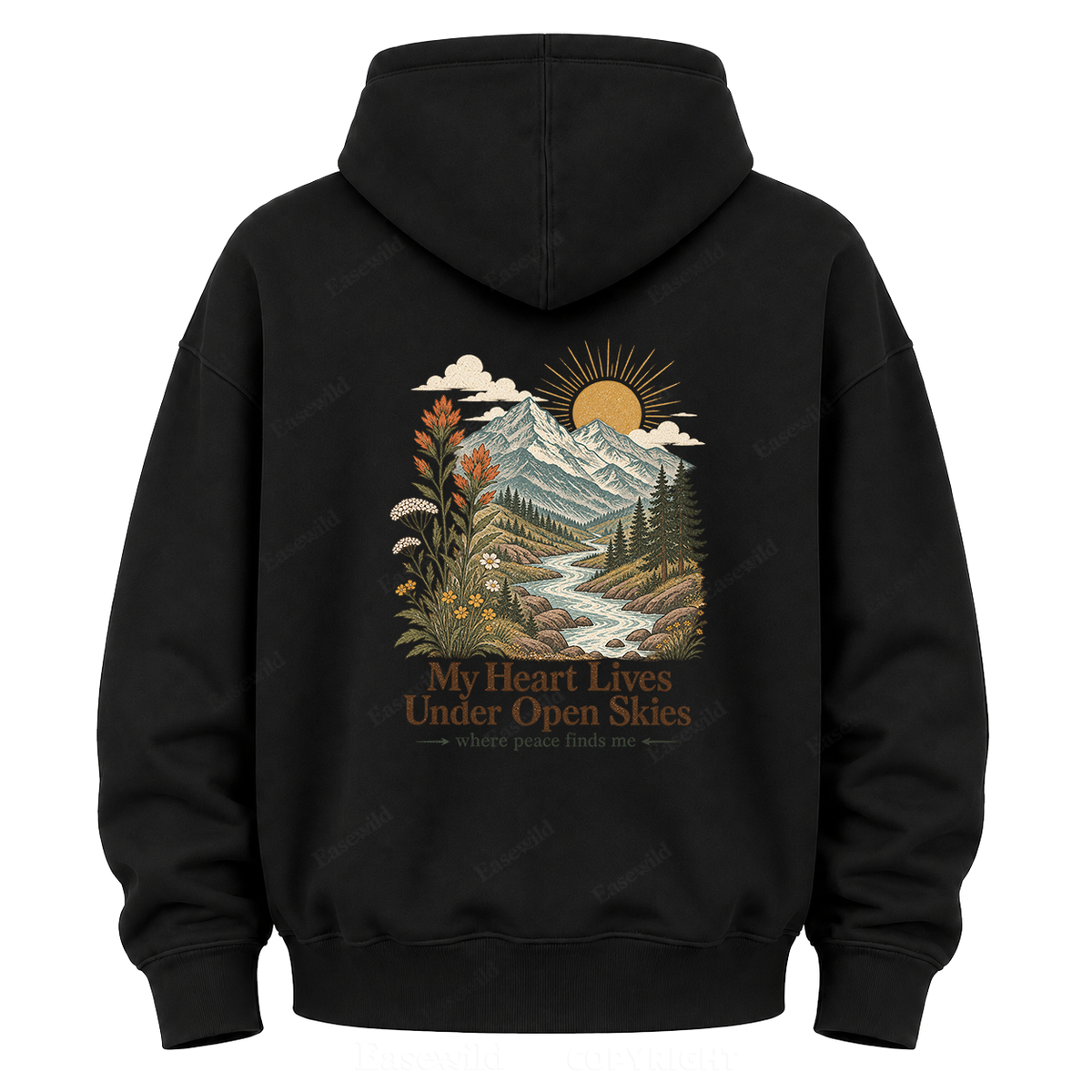 Where Peace Finds Me Vintage Mountain Graphic Hoodie