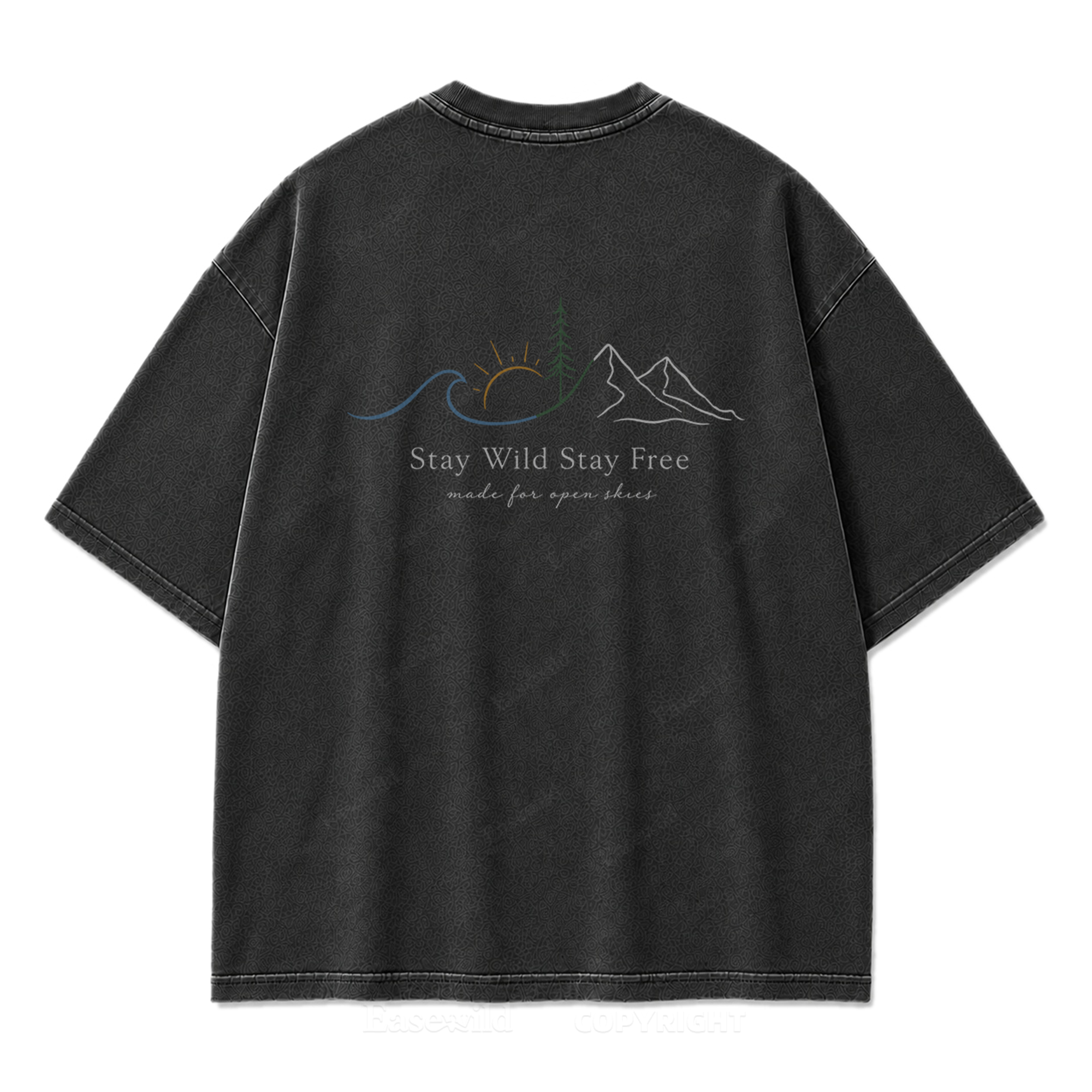 Stay Wild Stay Free Horizon Washed Print Tee
