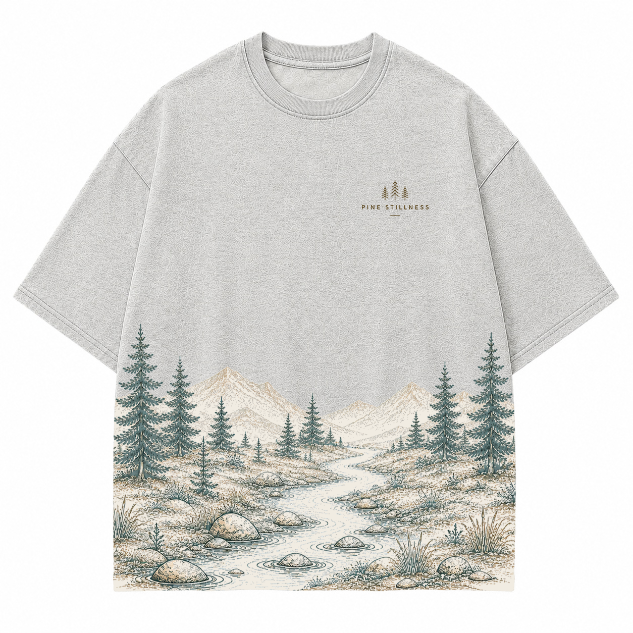 Pine Stillness River Landscape Graphic T-Shirt