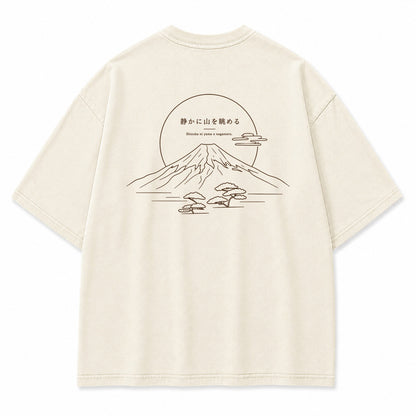 Minimal Mount Fuji Line Art Graphic T-Shirt