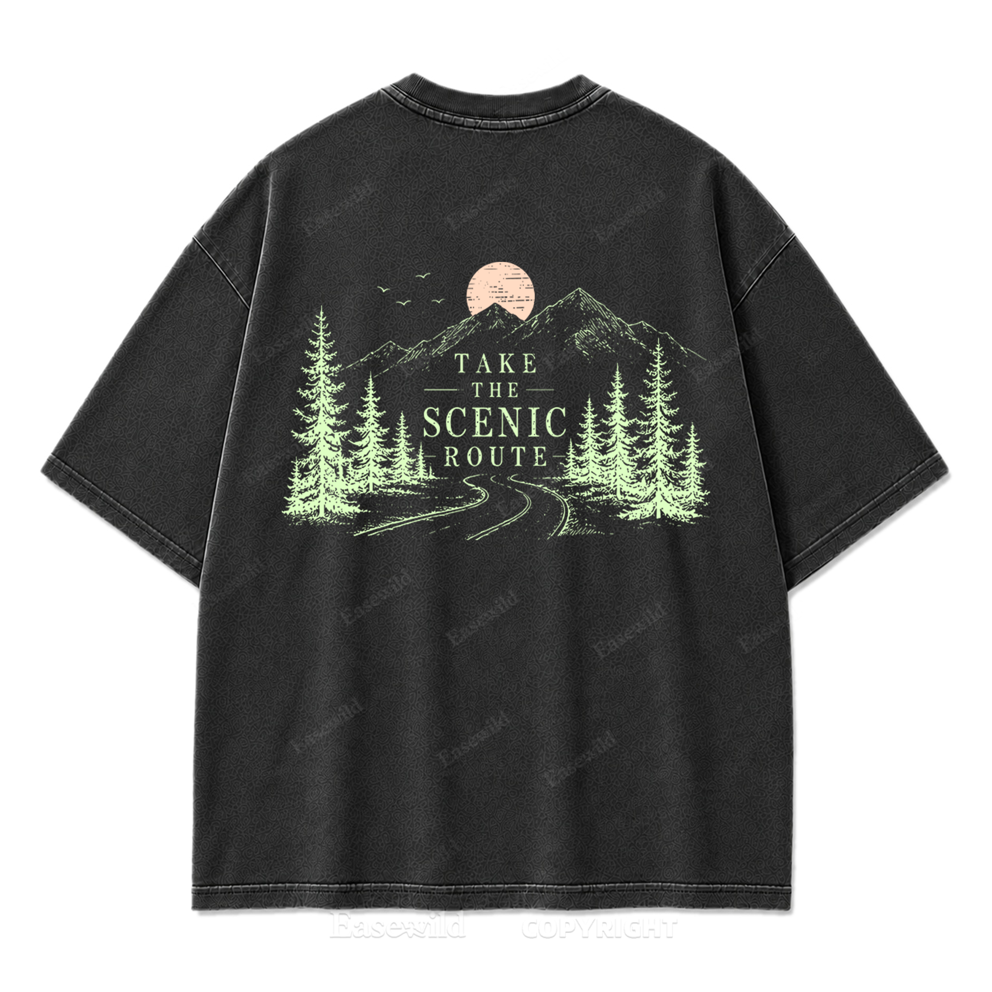Take The Scenic Route Minimal Washed Print Tee