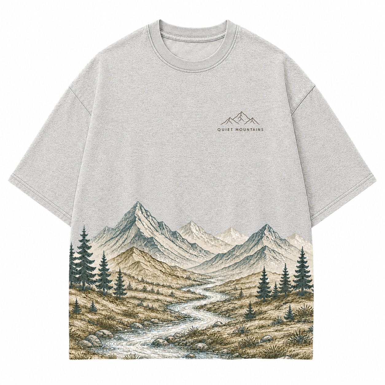 Quiet Mountains River Landscape Scenic Hem Tee