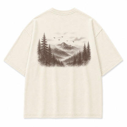 Through the Mist Pine Forest Graphic T-Shirt