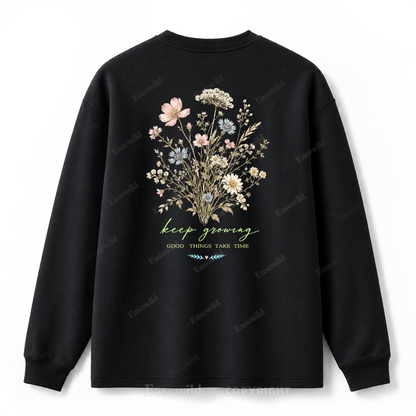 Langarmshirt mit „Keep Growing Wildflower Graphic“-Aufdruck