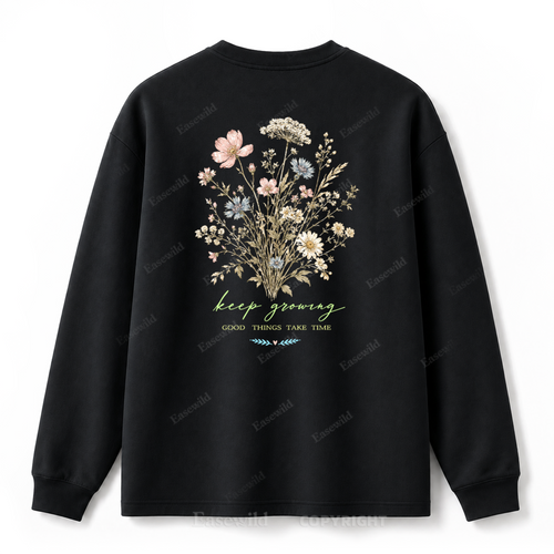 Langarmshirt mit „Keep Growing Wildflower Graphic“-Aufdruck