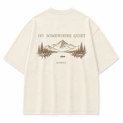 Go Somewhere Quiet Washed Back Print Tee