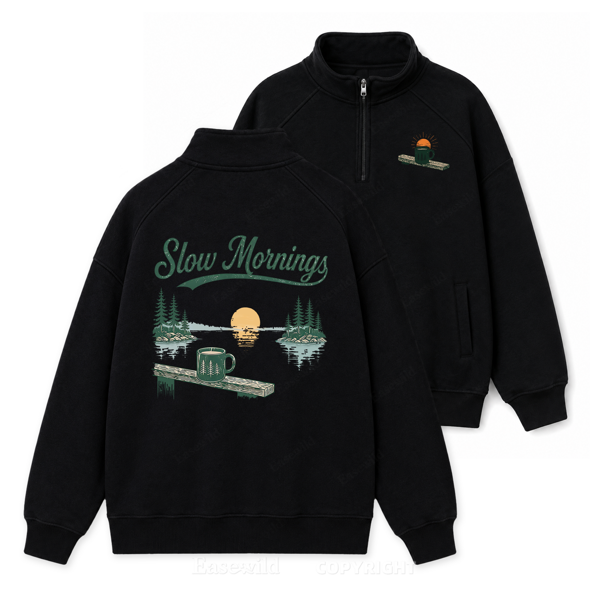 Slow Mornings Lakefront Zip Pullover Sweatshirt
