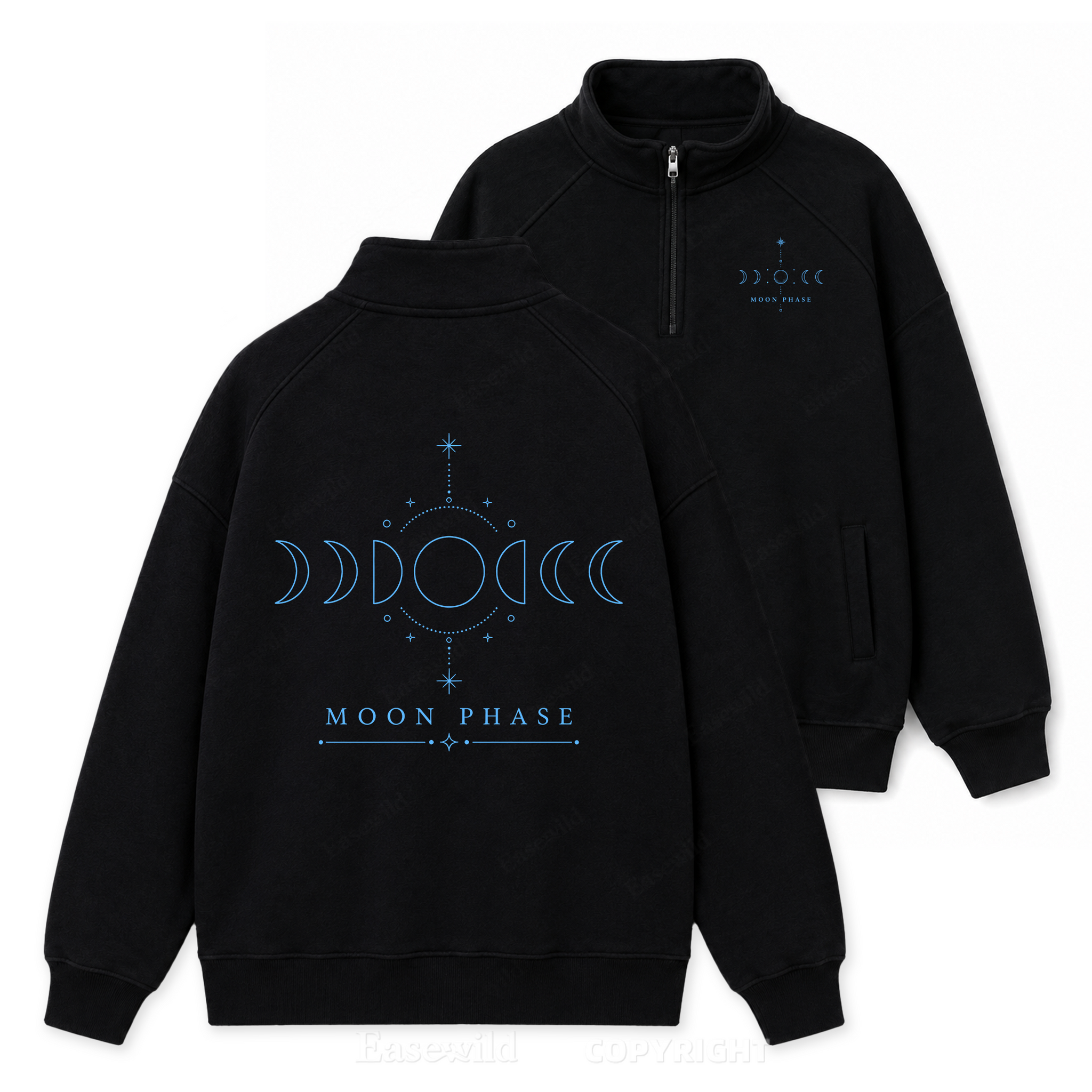 Moon Phase Harmony Zip Pullover Sweatshirt
