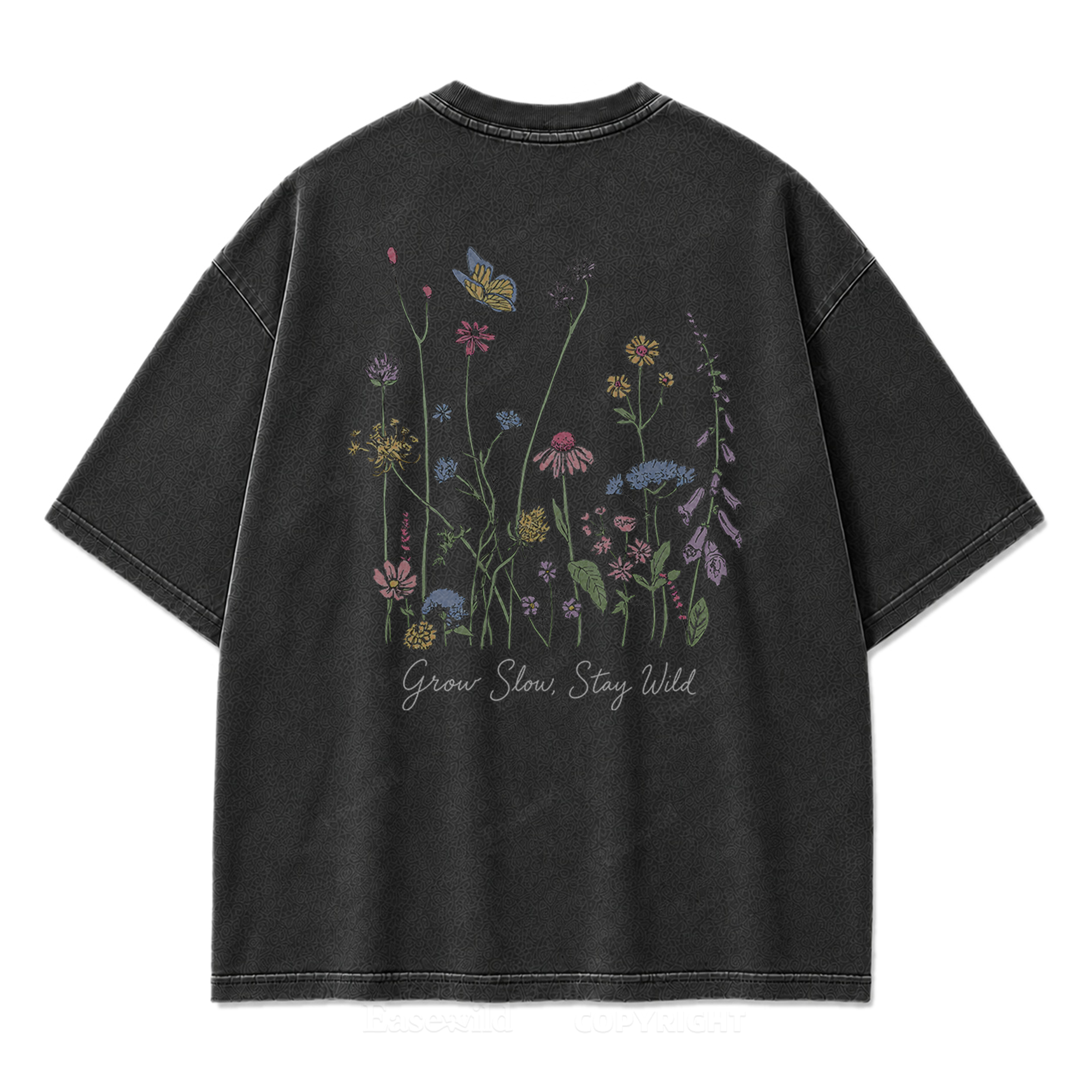 Grow Slow Stay Wild Wildflower Washed Print Tee