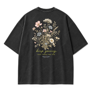 Keep Growing Floral Washed Print Tee