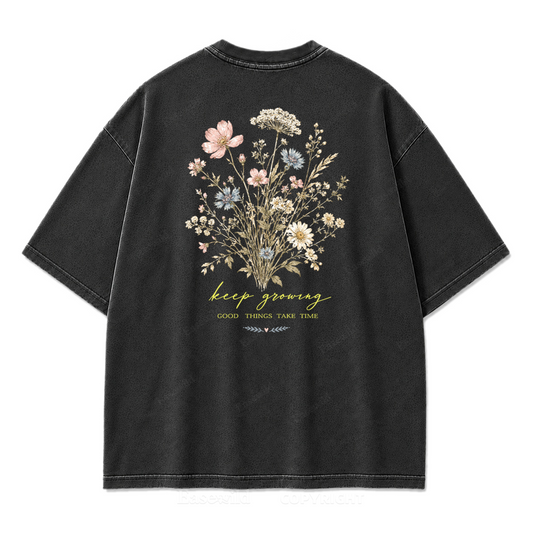Keep Growing Floral Washed Print Tee