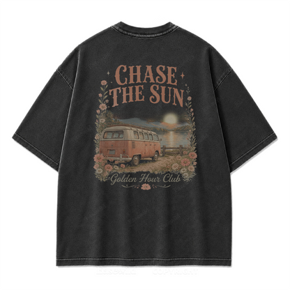 Golden Hour Lakeside Van Washed Print Tee