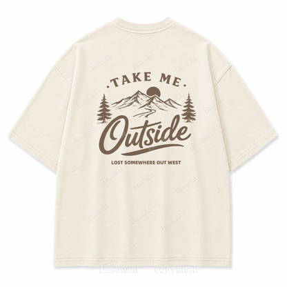 Take Me Outside Vintage Outdoor Washed Back Print Tee
