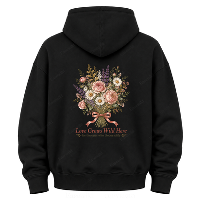 Love Grows Wild Here Vintage Floral Graphic Hoodie