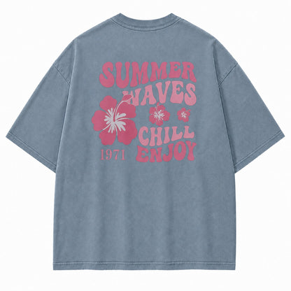 Summer Waves Chill Enjoy Washed Tee