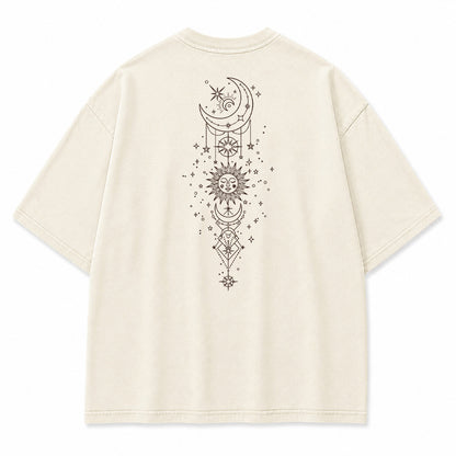 Celestial Harmony Sun Moon Graphic T-Shirt