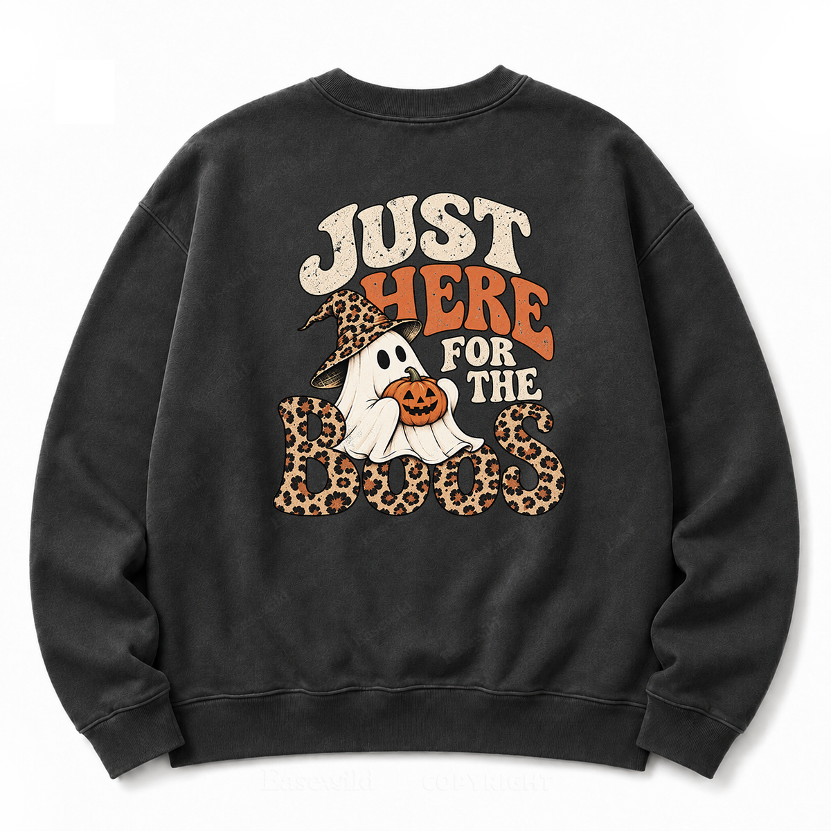 Just Here For The Boos Halloween Ghost Washed Sweatshirt