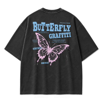Butterfly Street Art Graphic Tee